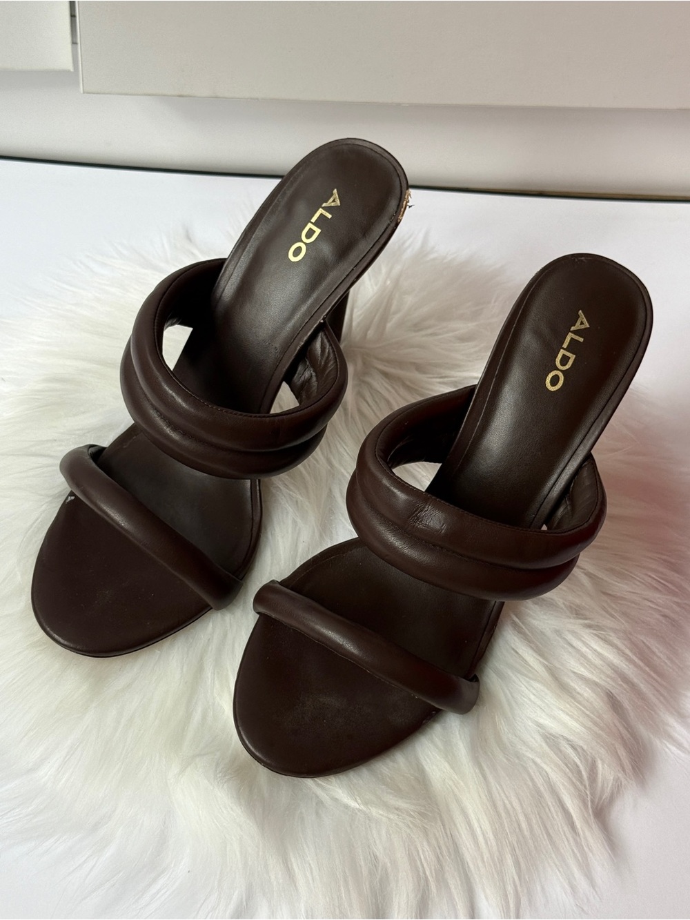 ALDO Women's Brown Padded-Strap Heels Sandals Size 7.5-8 Used Great Condition - Picture 5 of 8